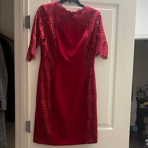 Antonio Melani Red Lace Sheath Dress | Elegant Cocktail Wedding Guest
